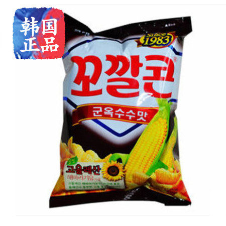 韩国进口休闲零食 脆脆角烤玉米味妙脆角77g膨化食品非油炸图片