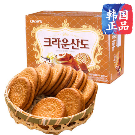 韩国进口食品零食crown可拉奥可来运山都巧克力夹心饼干161g