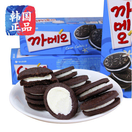 韩国进口休闲零食品 好丽友奶油夹心饼干77g 奥利奥巧克力饼干图片