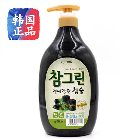 韩国进口 希杰狮王CJ 竹炭洗洁精 洗碗果蔬均用 1kg 965ml