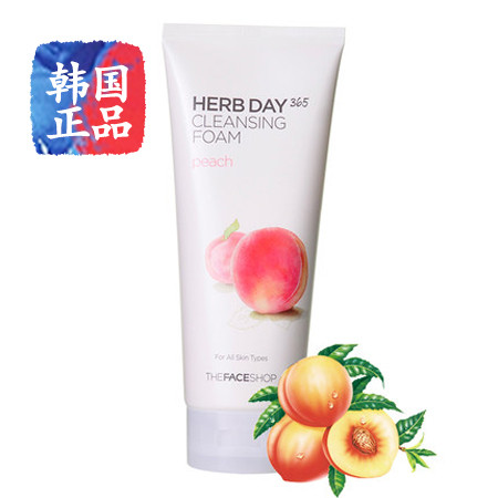 韩国进口TheFaceShop/菲诗小铺水蜜桃洗面奶herbday365洁面170ml图片