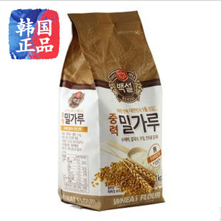 韩国原装进口 CJ 白雪 面粉 食用中力优质麦粉 1000克图片