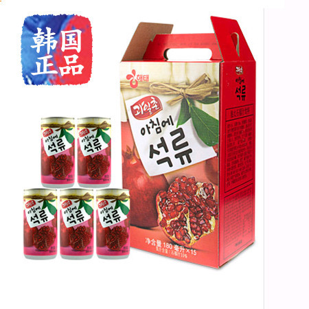 韩国进口石榴汁 海太果汁饮料 180ml*15听装