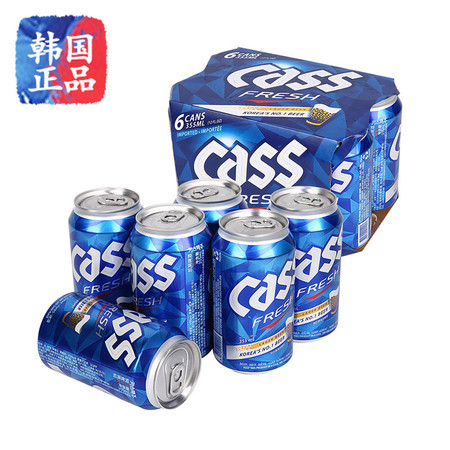 韩国原装进口炸鸡啤酒CASS冰啤易拉罐凯狮啤酒原味355ml*6听装图片