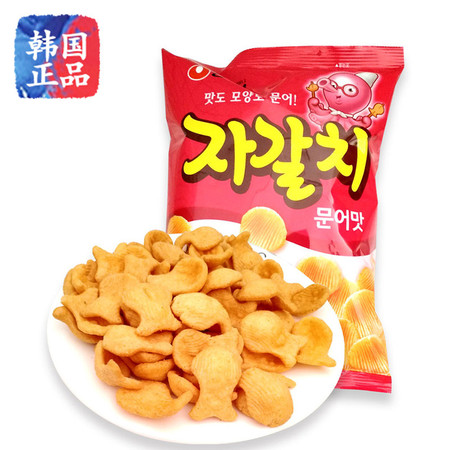 韩国进口 农心章鱼味脆片膨化片 休闲零食虾条脆片 鱿鱼型 可口90g图片