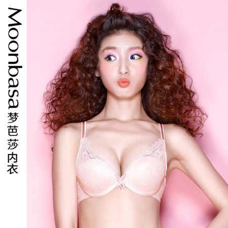 Moonbasa/梦芭莎樱桃派蕾丝内衣深V聚拢中厚杯日系少女文胸胸罩图片