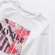 梦芭莎2015春装女士新品特色针梭织拼接复古字母印花圆领T恤打底