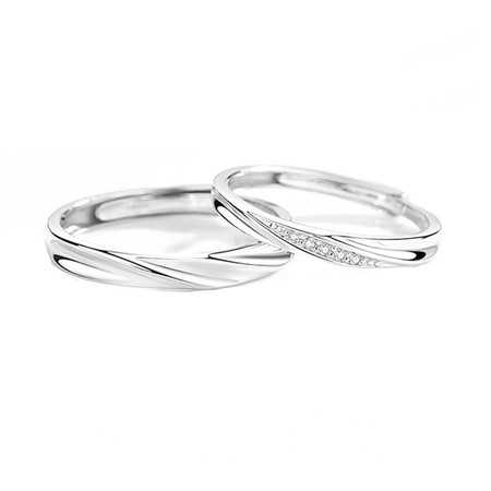 ARMASA/阿玛莎 925银戒指情侣戒指镶嵌锆石对戒共渡爱河开口可调节情侣对戒情人礼物图片
