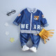 春季新款婴幼儿童套装 韩版绣花熊头水洗牛仔棒球服