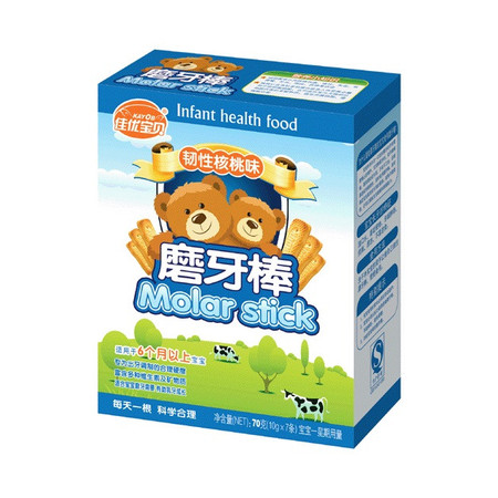 邮乐萍乡馆  佳优宝贝 70G*2 韧性核桃味磨牙棒 两盒装儿童宝宝磨牙棒婴儿饼干