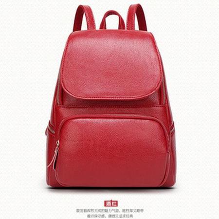2016新款韩版牛皮女士双肩包 休闲大容量背包户外旅行包