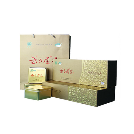 湖北十堰竹溪武当道贡茶王（金色）有机绿茶铁盒装288g图片