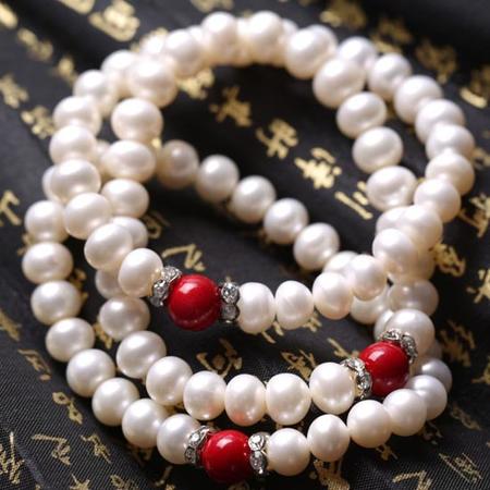 宝开鑫 天然淡水珍珠“中国红”3件装手链