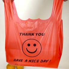 加厚笑脸塑料袋红色食品袋水果购物袋外卖打包袋背心袋方便袋手提