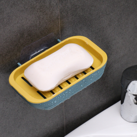家易点 肥皂盒免打孔吸盘壁挂创意香皂盒双层沥水盒卫生间置物架浴室皂盒图片