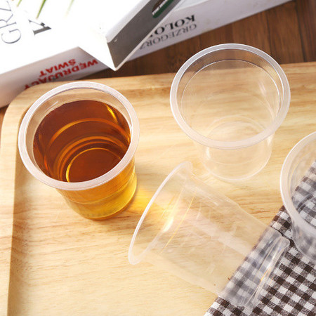 家易点 一次性杯子塑料杯家用加厚航空杯耐高温pp透明水杯茶杯饮品杯批图片