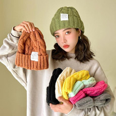 家易点 冬季日韩版保暖帽女麻花百搭户外套头帽显脸小学生秋冬潮流针织帽