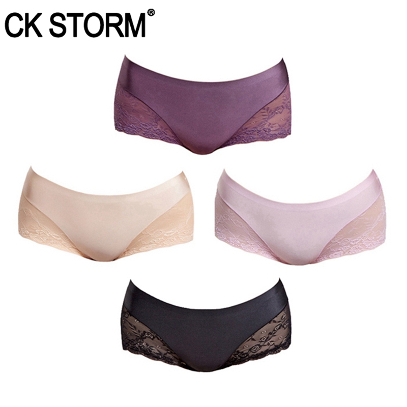CK STORM 女式内裤女性感蕾丝无痕棉裆平角裤 商场同款CK-WE04N0663
