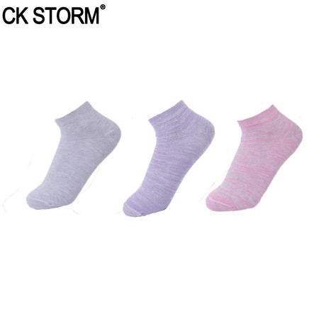 CK STORM 休闲女袜 精梳棉含银纤维糖果色女短袜 3双礼盒装CKW316