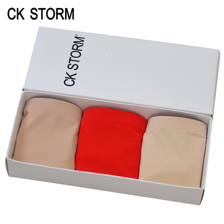 CK STORM 女式内裤 商场同款亮面无痕一片式棉裆透气三角裤3条装 CK-WE03N0661