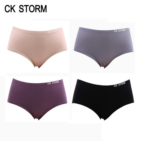 CK STORM 女式内裤女商场同款新款磨毛 一片式无痕三角裤 4条礼盒装图片
