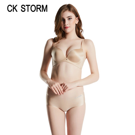 CK STORM 女士文胸 CK06商场款侧收聚拢纯色奢华光感文胸套装 CKW680