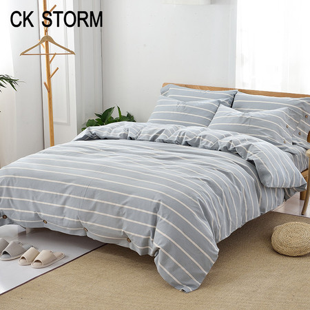 CK STORM 家纺正品 都市系列全棉四件套 舒适纯棉粗布款 单/双人床单被套枕套标准码