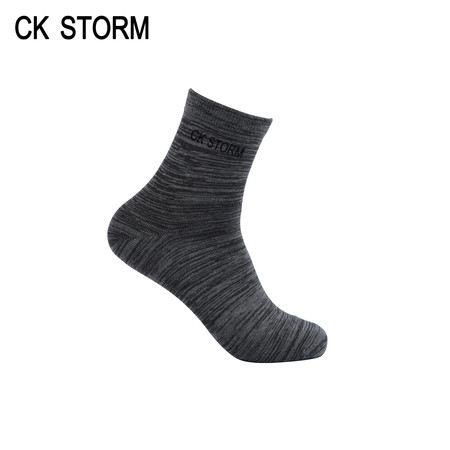 CK STORM 商务男袜 加厚条纹款精梳棉银纤维品牌LOGO中筒男袜 单双礼盒装CKW0629图片