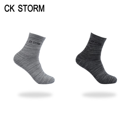 CK STORM 商务男袜 2双装加厚条纹款精梳棉银纤维品牌LOGO中筒男袜 礼盒装CKW62902