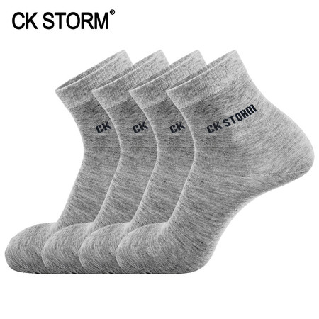 CK STORM  男士棉袜   精梳棉品牌LOGO 中筒运动休闲袜 4双礼盒套装