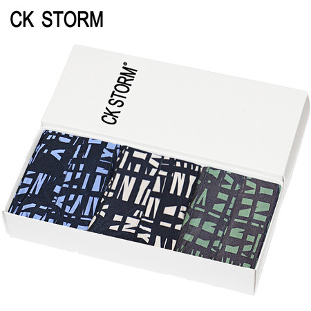 CK STORM 男士内裤 商场同款 速干印花平角裤3条礼盒装