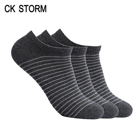 CK STORM 男士精梳棉银纤维时尚条纹船袜 三双装CK-ME03W0630图片