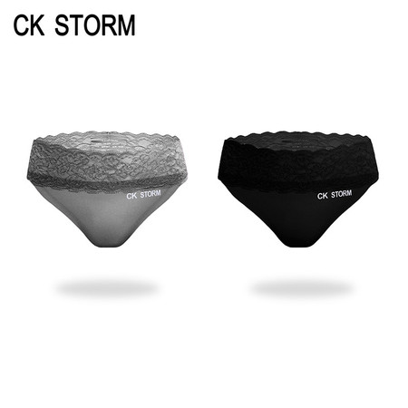 CK STORM 女士内裤 商场款性感蕾丝无痕三角裤商场正品 2条礼盒装图片