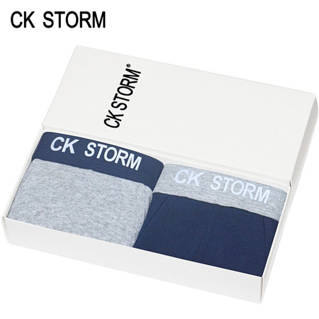 CK STORM 男士内裤 经典款精梳棉U凸囊袋立体包裹中腰无痕平角裤 2条礼盒装图片