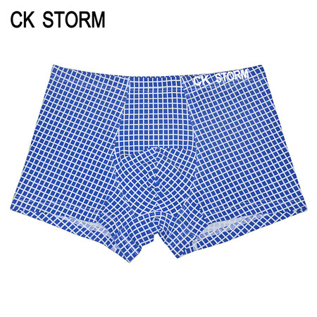 CK STORM 男士内裤 经典款精梳棉时尚系列 U凸囊袋立体包裹无痕方格子平角裤