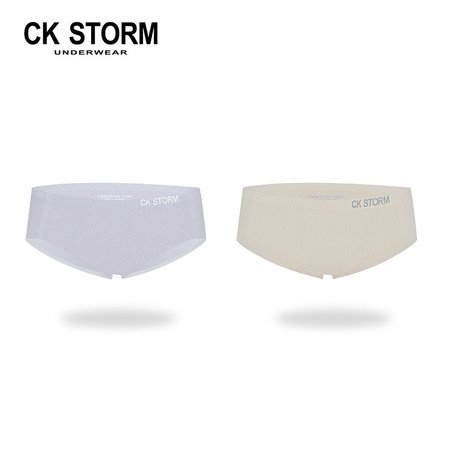 CK STORM 女士内裤 三角裤 精梳棉无痕一片式舒适透气女内裤 2条礼盒装ckn665