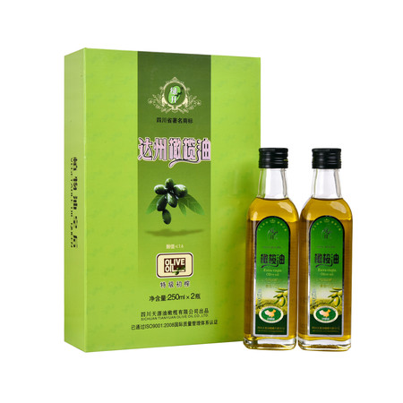 达州开江县天源特色 绿升初榨特级 橄榄油250ml*2  礼盒装图片