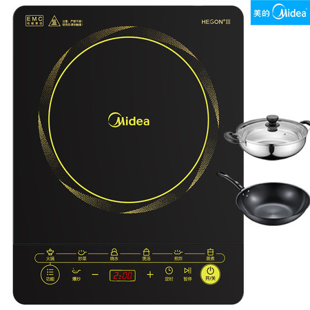 美的/MIDEA 美的多功能触摸电磁炉C21-HT2117HM家用电炒锅正品 赠炒锅汤锅图片