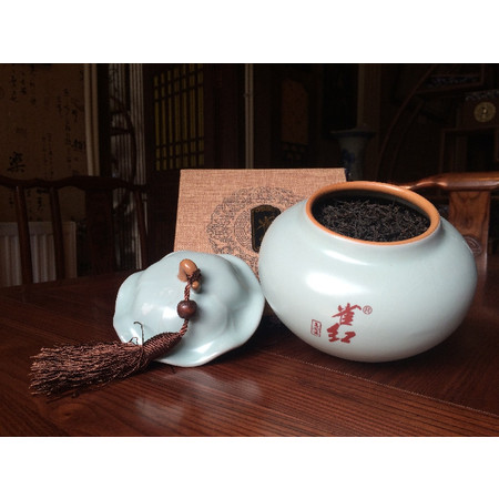 雀红三道人物茶孩子茶叶汝窑独罐装200克包邮（西藏、新疆、青海除外）图片