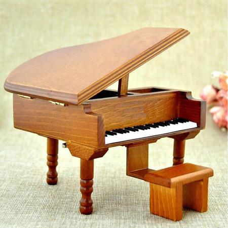 创意玩具钢琴音乐盒 木质八音盒生日礼物天空之城单曲图片