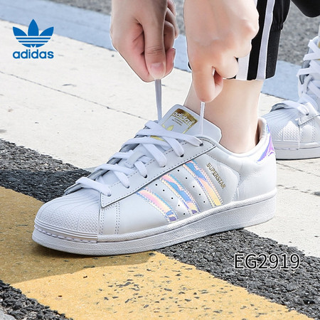 阿迪达斯Adidas男鞋运动三叶草2019秋季新品女鞋贝壳头运动休闲板鞋小白鞋EE7399