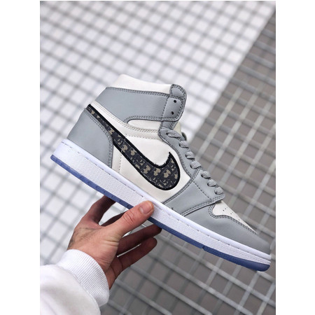 耐克/NIKE高帮 Dior x Air Jordan 1 High OG情侣运动鞋 跨界联名乳白色