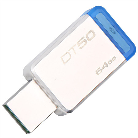 金士顿（Kingston）USB3.1 64GB 金属U盘 DT50 高速车载U盘 蓝色