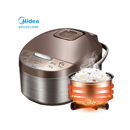 美的/MIDEA 智能预约MB-WFD4016 电饭煲 拉丝不锈钢机身 4L适用3-7人 一键柴火饭