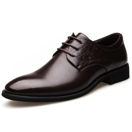 俊斯特春秋典雅气质型男士尖头商务皮鞋舒适系带男鞋单鞋