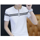 YK2018夏季新款男式t恤潮牌纯棉圆领大码男士短袖t恤条纹运动广告衫