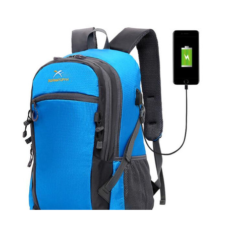 XYF新款夏季USB充电包 男士运动双肩包 女户外旅行背包图片