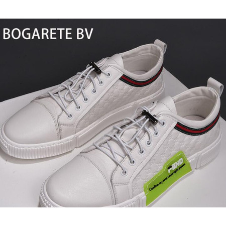 BOGARETE BV2020春季新头层牛皮板鞋男潮流百搭小白鞋真皮低帮套脚休闲鞋