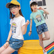 童T恤儿童夏装2017年新款女童中大童彩虹条纹短袖打底衫