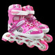 新款3-10岁儿童闪光溜冰鞋 蓝色车线直排可调旱冰鞋套装AR